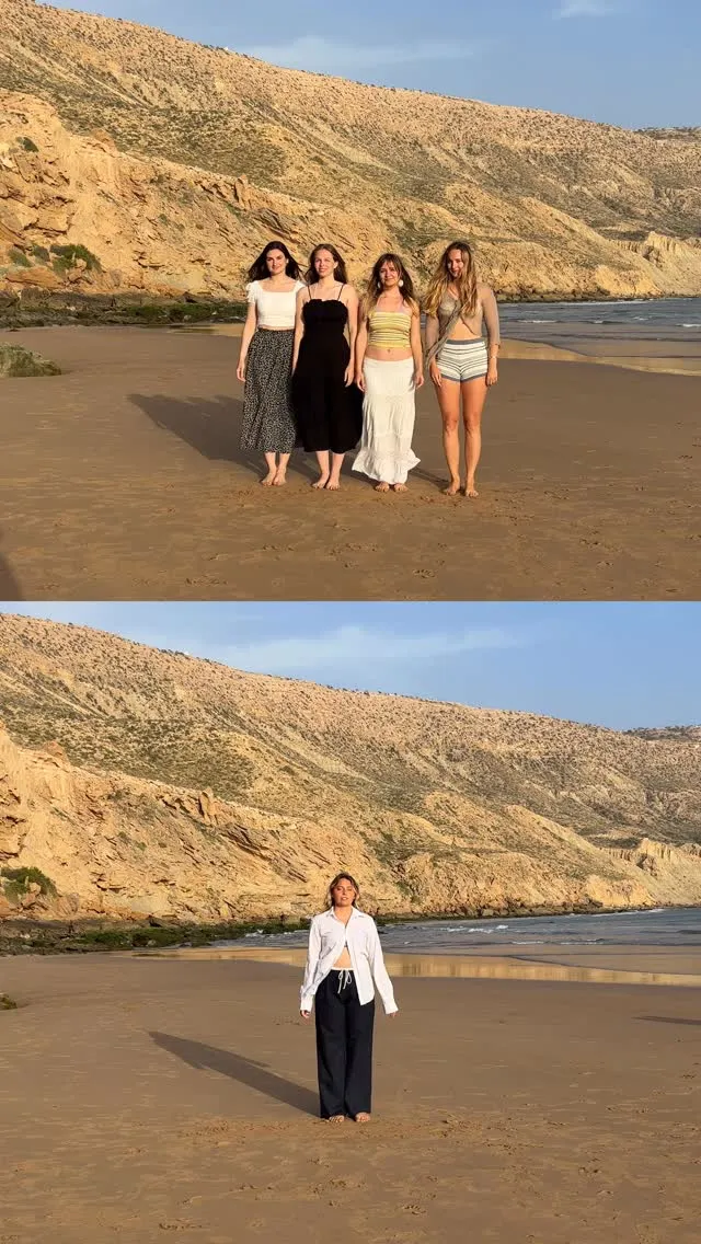 Girls on the beach below the cliffs